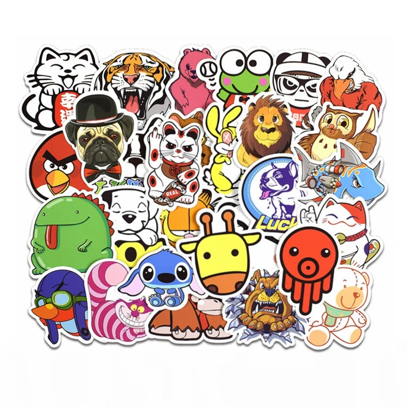 

50pcs Cartoon Animal Stickers Kids Toy Cute Sticker For DIY Luggage Laptop Skateboard Motorcycle Bedroom Scrapbooking Sticker