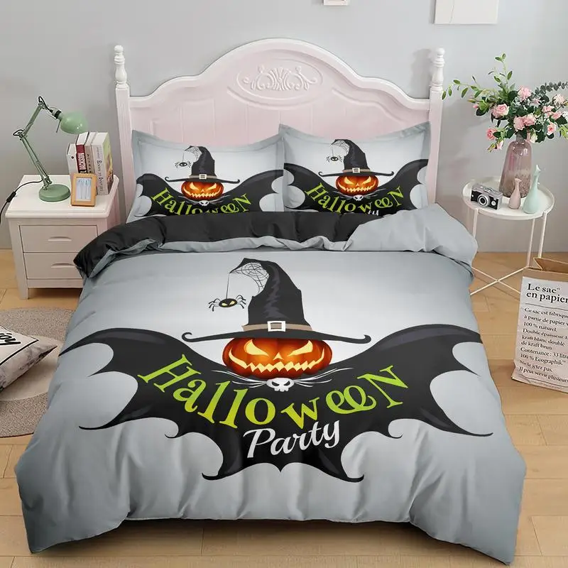 Kids Halloween Day Black Duvet Cover Set Designer Style With Decorative pattern Bedding Set US/UK/AU/EU Size with 1/2 Pillowcase