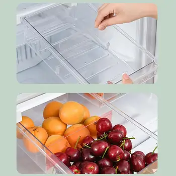 

Kitchen Plastic Clear Fridge Drawer Basket Food Fruit Storage Box Organizer Refrigerator Storage Rack Fridge Freezer Shelf