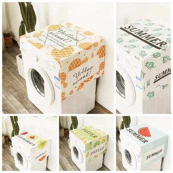

Fruit Colorful Thick Cotton And Linen Washing Machine Cover single and Double Door Refrigerator Cover Cloth Universal Dust Cover