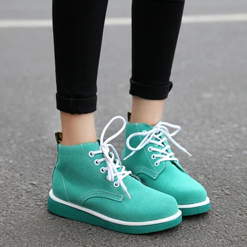 

Womens Retro Round Toe Lace Up Flat Leisure Ankle Boots Casual Shoes Oxfords Riding 5Colors C657