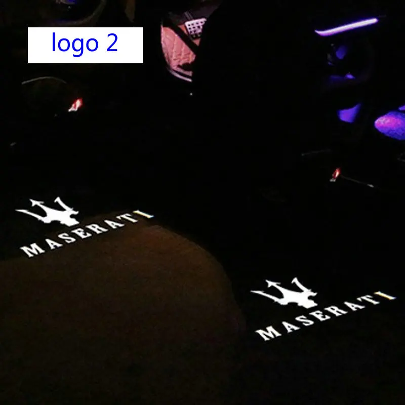 2X Автомобильная дверь с электроприводом логотип свет для Maserati Quattroporte Ghibli GranTurismo GranCabrio Levante Призрачная тень лампы аксессуары - Испускаемый цвет: logo2