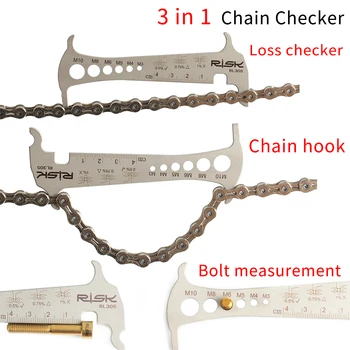 

Risk 3 In 1 Bicycle Chain Checker MTB Road Bike Gauge Tool Wear Gauge Calipers Measuring Screw Chain Hook Cycling Accessories