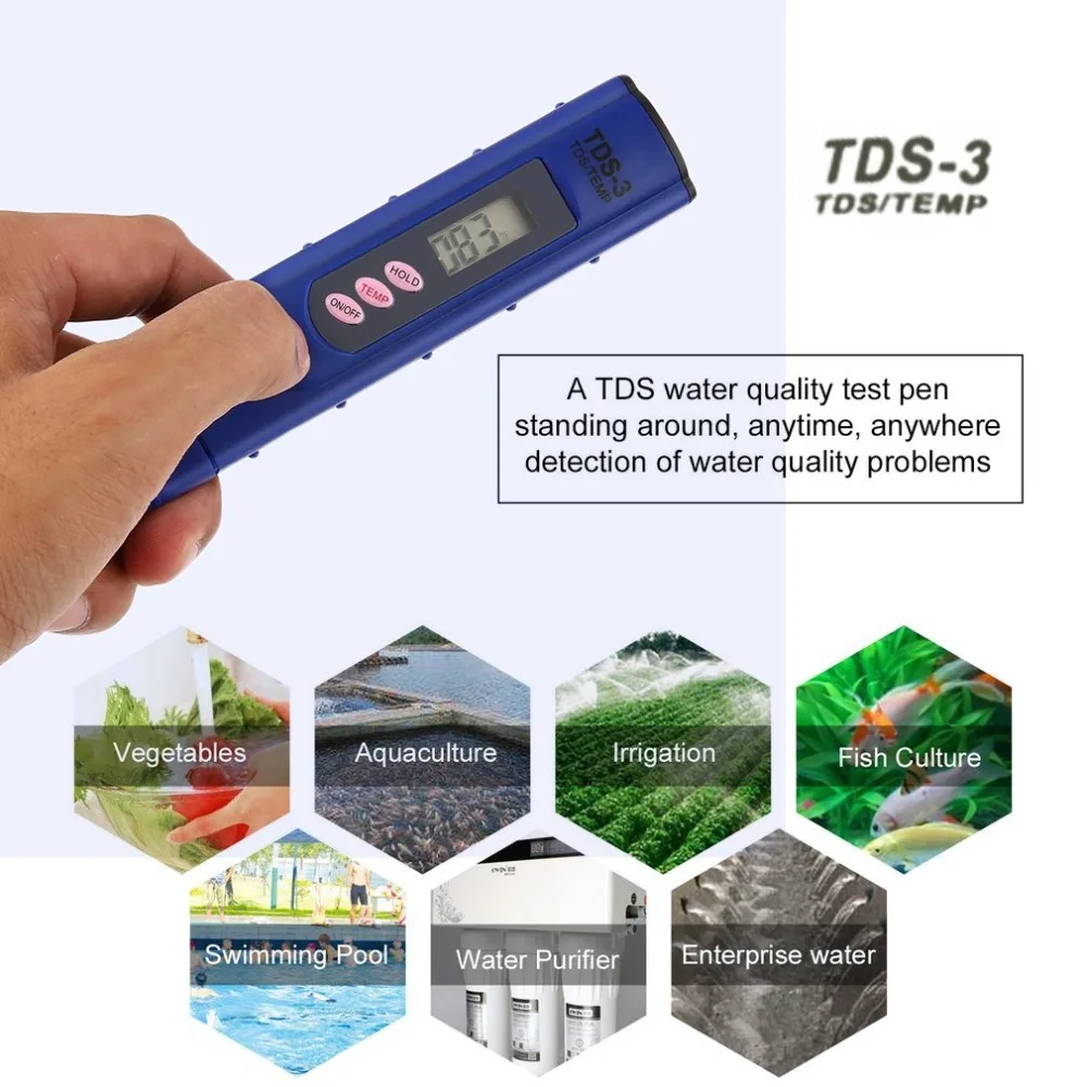 

1Pc PH Meter Portable TDS Meter LCD PH Meter Digital 0-9990ppm Water Quality Test Pen Hardness Analyzer medidor ph aquario