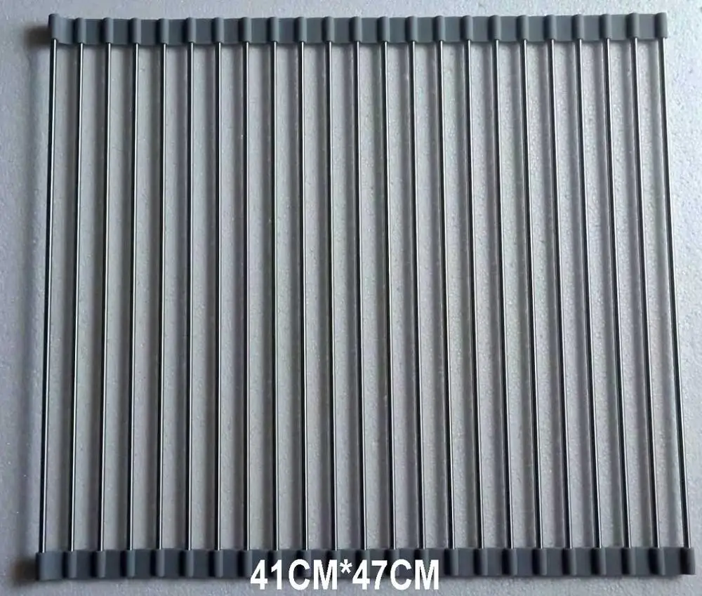 gray 47cmx41cm Сушилка для посуды-18.5in на 16in-20 ''* 18,5''-закатать коммерческий класс SUS304 нержавеющая сталь и силикон над раковиной - Цвет: gray 47cmx41cm