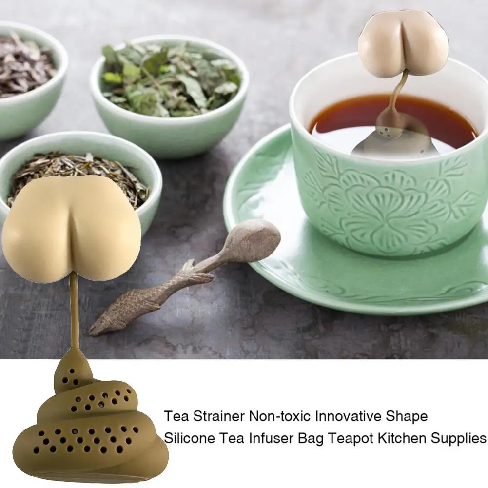 

Poo Turd Shape Silicone Tea Strainer Filter Tea Infuser Tea Filter Diffuser Prank Trick Props Tea Bag Teapot Kitchen Accessories