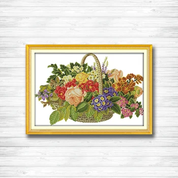 

The basket of flowers DMC 14CT 11CT counted cross stitch Needlework Set Embroidery kits chinese cross stitch Home decor