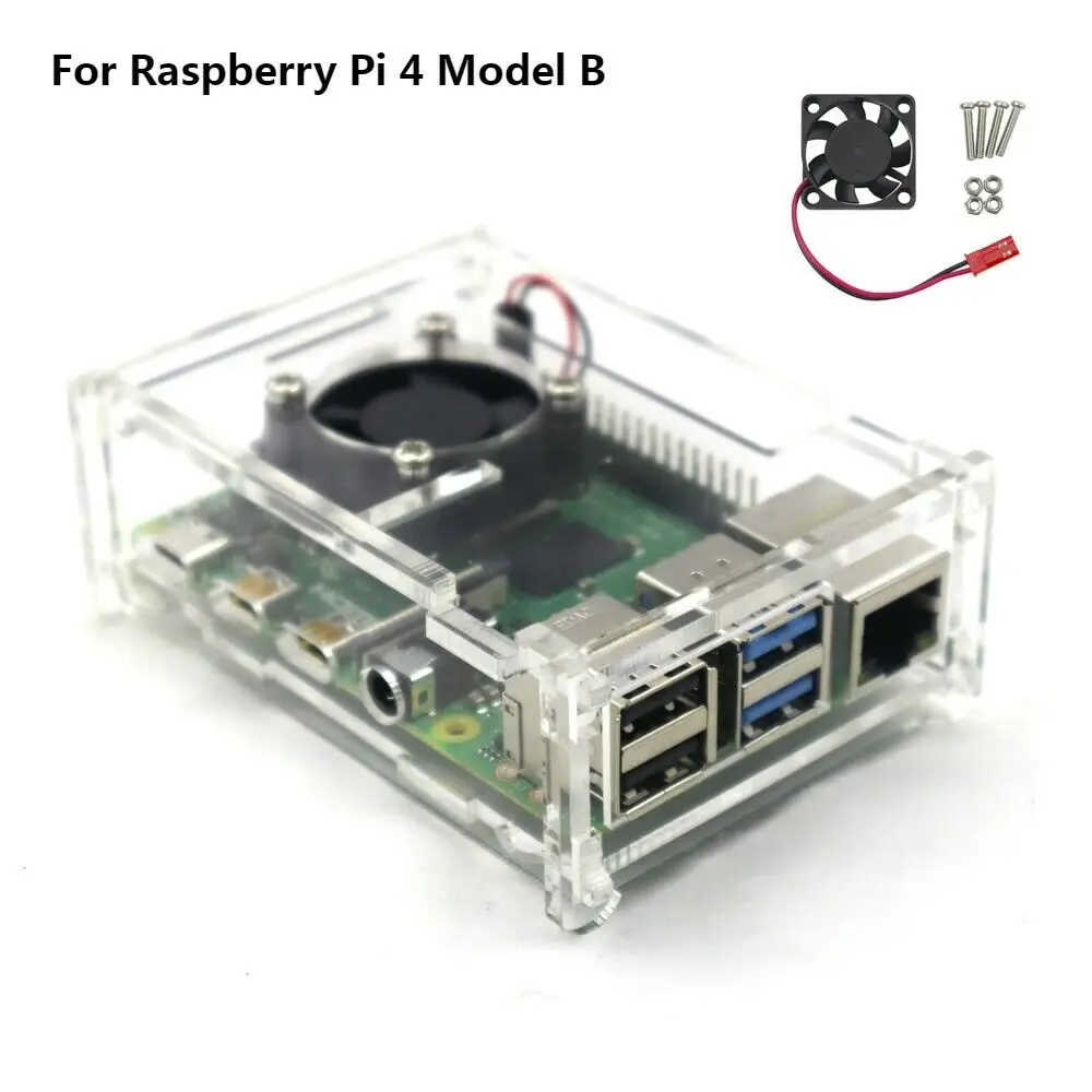 

GHH Fit For Raspberry Pi 4 Case Enclosure Protective Box Shell+Cooling Fan Easy To Install Durable Practical AA4490