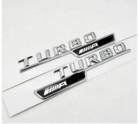Серебристо-черный для TURBO/AMG цифры буквы крыло эмблемы значки 2 шт для Benz AMG - Цвет: silver