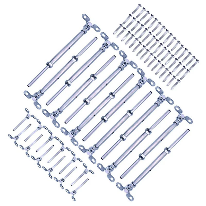 

12Pcs T316 Steel Adjustable Angle Cable Railing Hardware Kit For 1/8Inch Wire Rope Wood Post CNIM Hot
