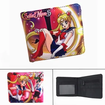 

Anime Sailor Moon PU Short Wallet Tsukino Usagi Photo Card Holder Layers Purse Girls Women zip Coin leather Cartoon wallets Gift