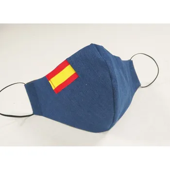 

Masks type muzzle in cowboy with flag. Face mask washable in denim fabric, with Spain flag in side.