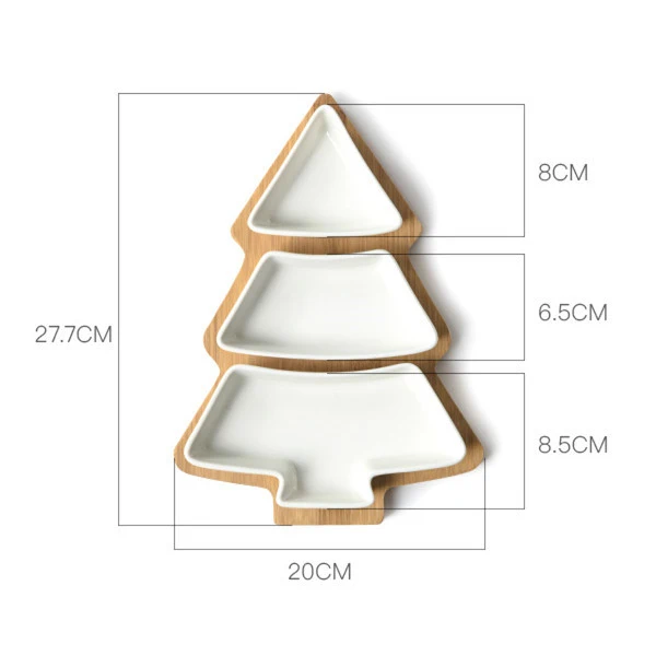 4 шт./компл. деревянная новогодняя елка поддон столовая посуда салат, торт фруктовый десерт конфеты керамические блюда