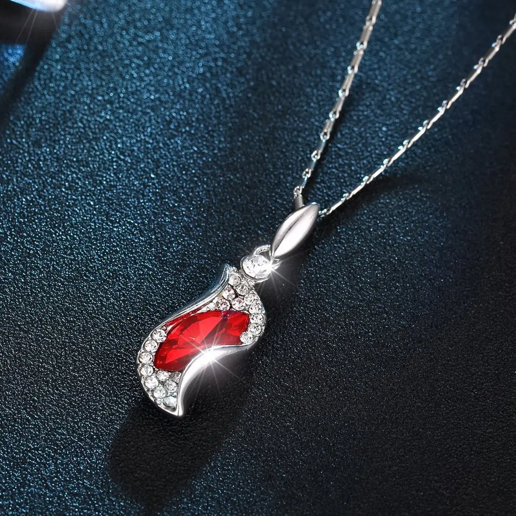 

Kolye Red Crystal Link Chain Necklace for Women Unique Design Pendant Rhinestone Decoration Jewelry Accessories DIY Jewelry