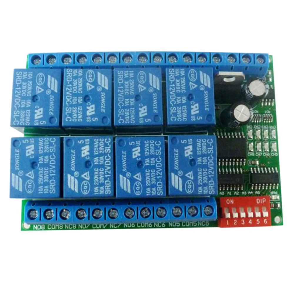 Реле RS485 Modbus RTU 12 В 8 каналов протокол последовательного порта дистанционного
