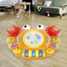 Большая модель краба, детская музыкальная клавиатура, пианино, барабанный инструмент, игрушки для детей, история песен, язык обучения, животные, звуковые игрушки для детей