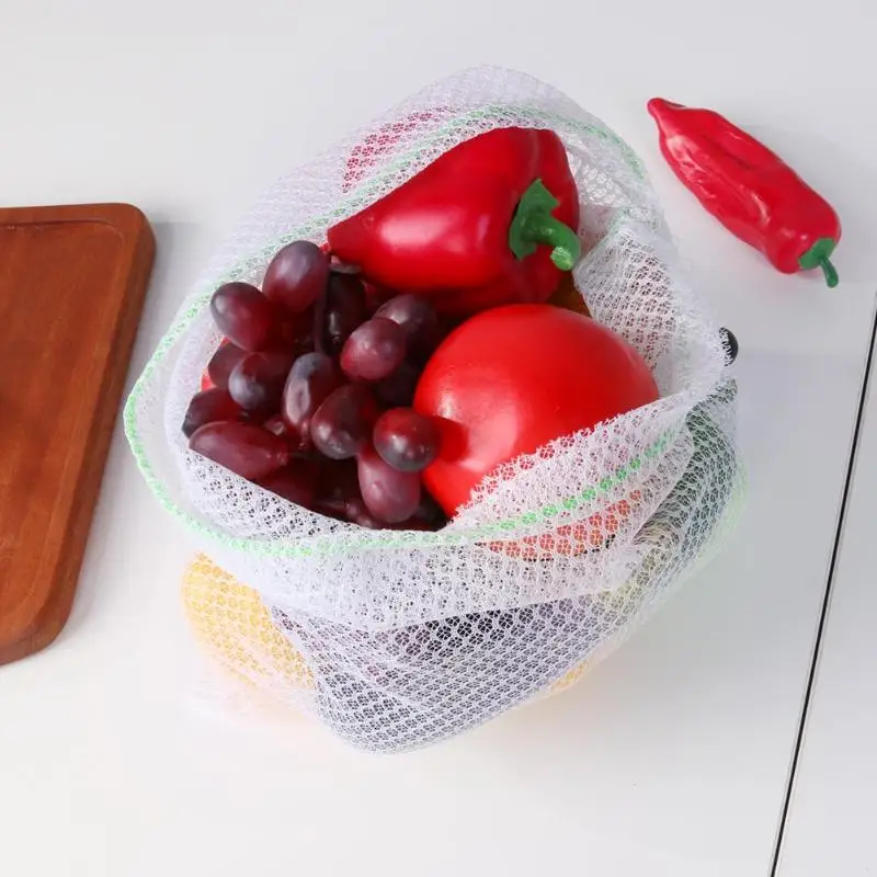 Многоразовые сетчатые мешки для хранения продуктов, фруктов, овощей, мелочей