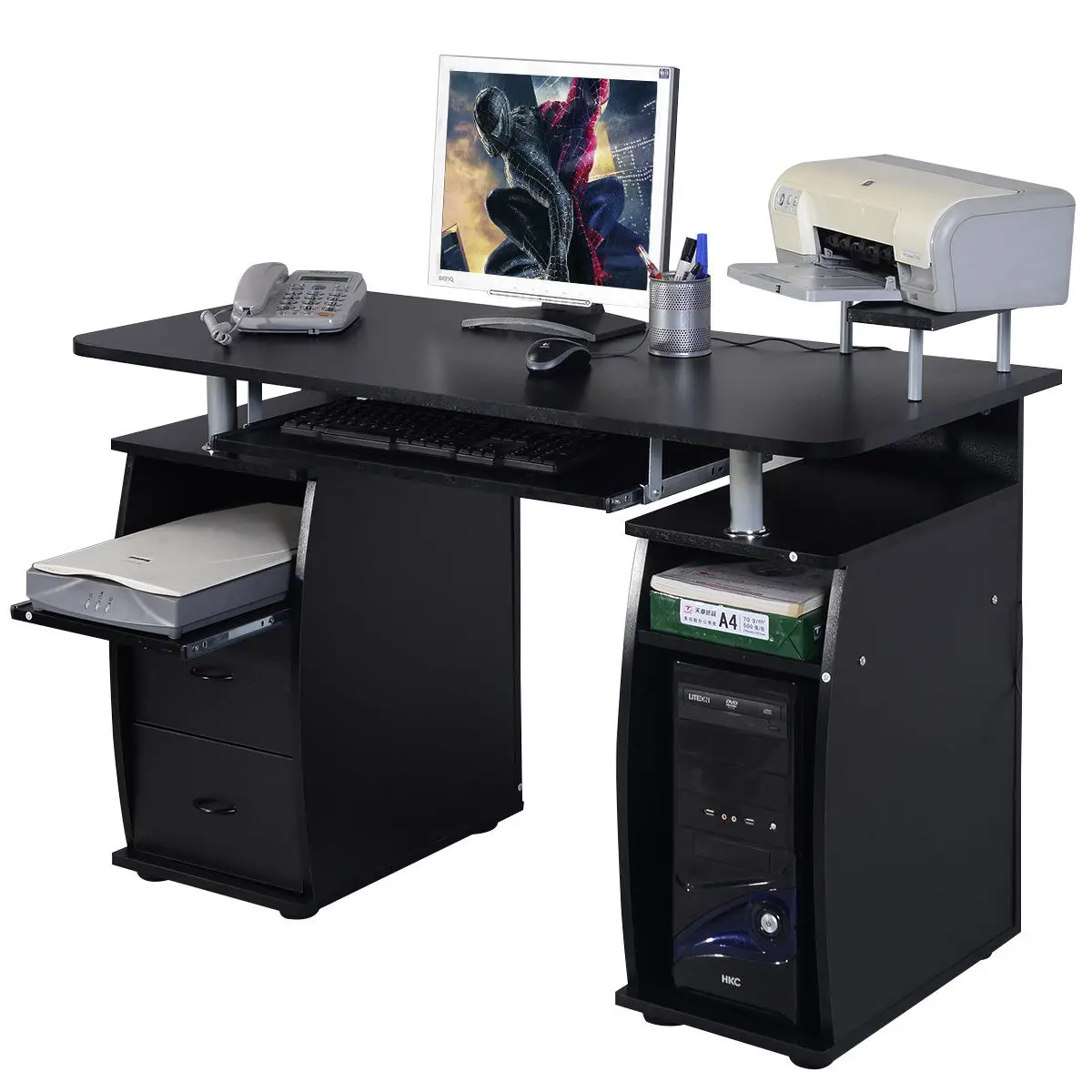 

Costway Computer PC Desk Work Station Office Home Monitor&Printer Shelf Furniture Black
