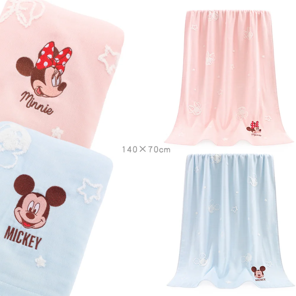 

Disney Soft Cotton Baby Kids Cotton Towels Baby Bath Towel Baby Cartoon Mickey Minnie Print Bath Towel Absorbent Drying Swimwear