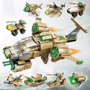 

8in1 combination Technic military Assault fighter Citys building block Creator Fighter Chariot Submarine Submarine Toys Children
