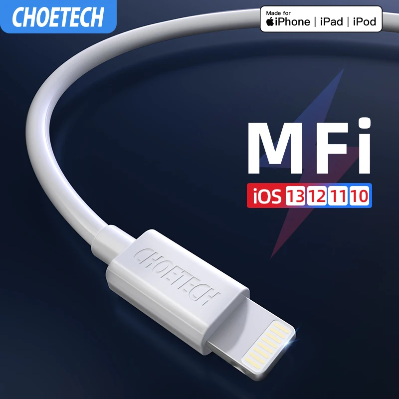CHOETECH 2.4A MFi, кабель USB для iPhone 11 Pro Max, быстрая зарядка, USB кабель для зарядки и передачи данных для iPhone X XR 8 7 6 XS Plus Max