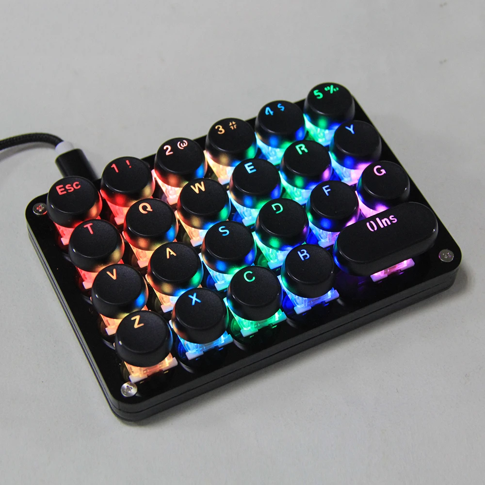 US $64.99 New One handed PS  PR Shortcut Keycap Macro function by Software Black Round keycap RGB Backlight 23 key Mechanical keyboard