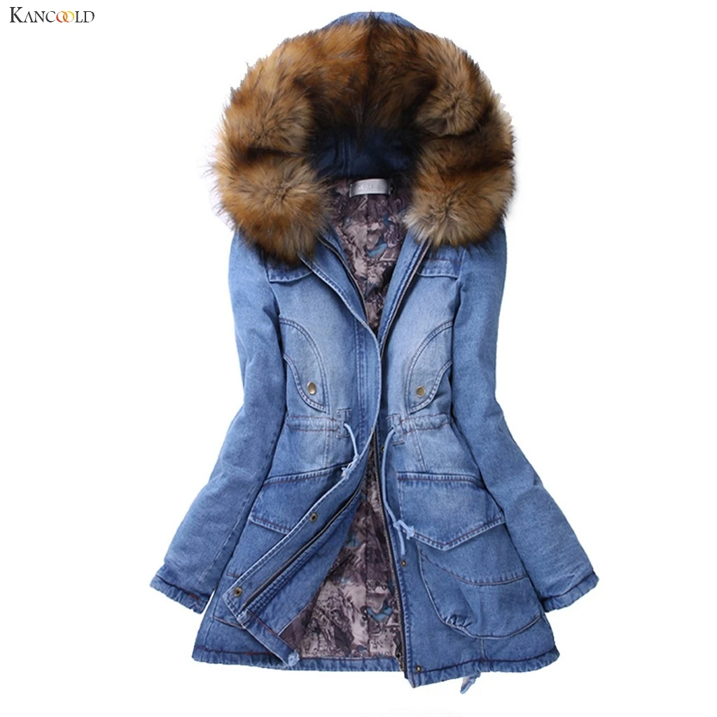 remarkable  KANCOOLD coats Womens Long Thick Fur Collar Hooded Down Jacket Slim Winter Warm Jeans fashion coats