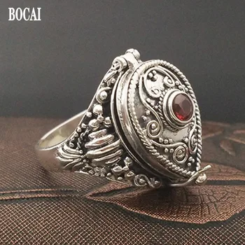 

100% real S925 pure silver jewelry handmade Thai silver retro ring for man and woman box gawu female personality