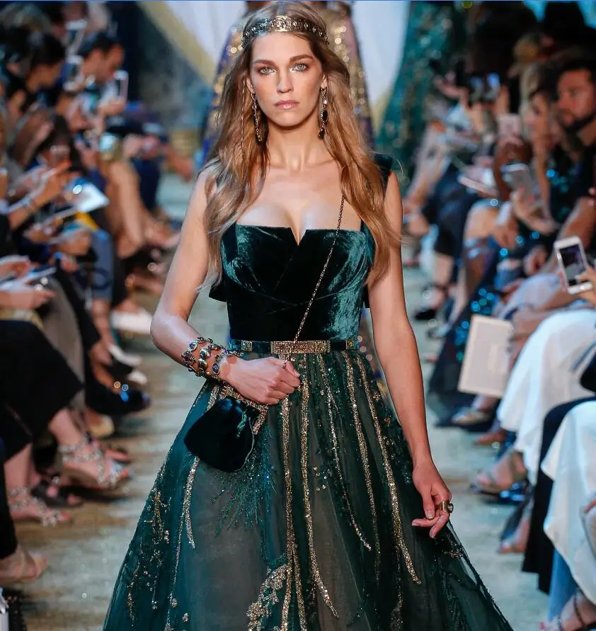 Dark Green Velvet Prom Dresses Square 