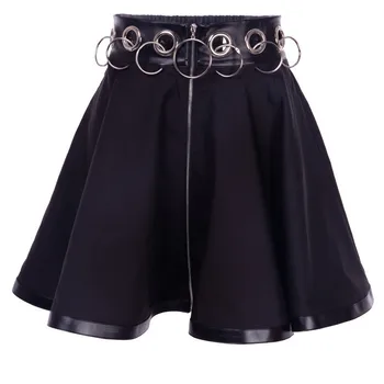 

Lychee Girls Solid Color Ring Zipper Women Skirt High Waist Summer Lady Skirts Bottoms Flare Sexy Mini Female Skirt Bottom