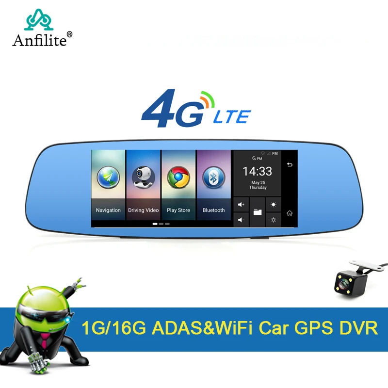 Anfilite 4G 7 дюймов Android 5 1 грузовик GPS навигация видеорегистратор зеркало заднего