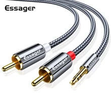 Cabo audio jack de essager rca 3.5 a 2 rca cabo 3.5mm jack a 2rca macho divisor aux cabo para tv amplificadores de pc fio do orador dvd