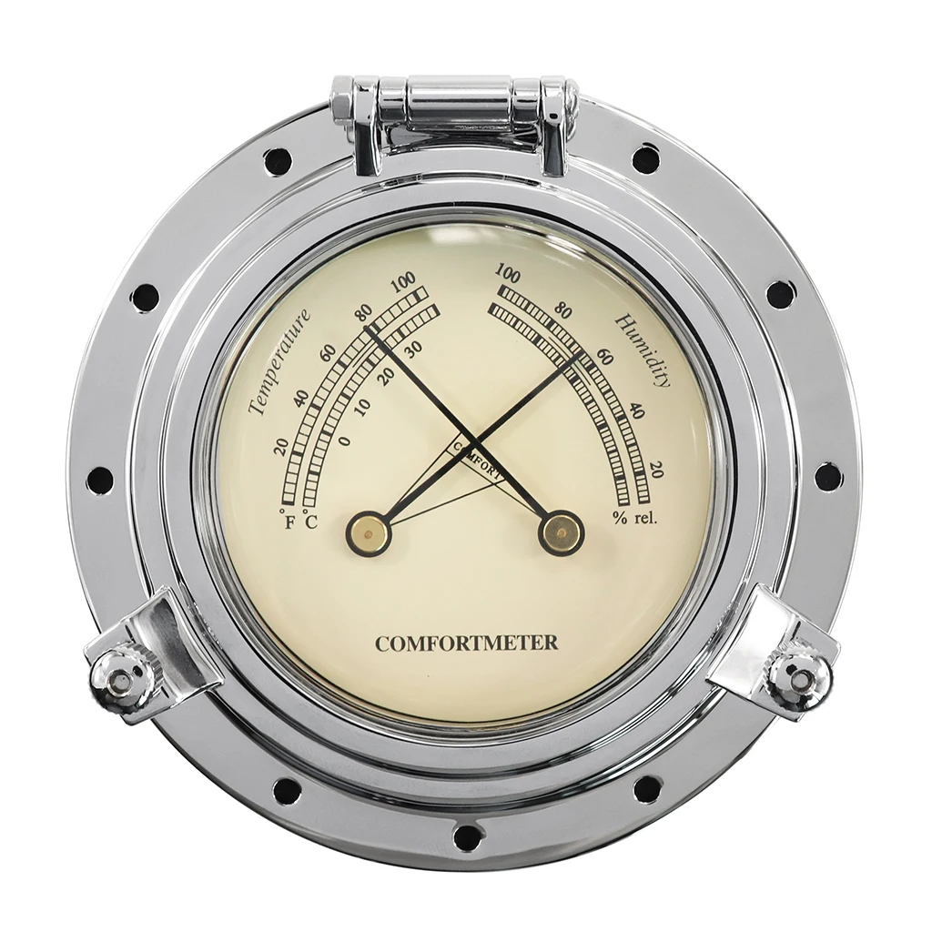 

Vintage Style Round Temperature Humidity Meter for Navigation Silver