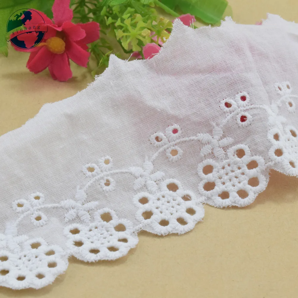 Näh spitze 6cm breit 4159 Baumwolle Stickerei Band Guipure Trim Hochzeits dekoration DIY Puppen Colthes Zubehör Spitze Rand # – Detail 5