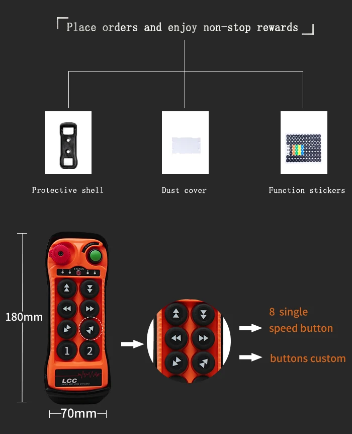 Controle remoto industrial Truck Start Switch, velocidade