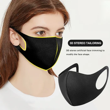 

rePinklax 3/6 pcs Black Mouth Mask Reusable Washable Earloop Face Breathing Mask Cycling Face Mouth Mask For Adult