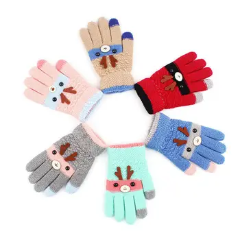 

Xmas Finger Warm Gloves Baby Kidsboys Girls Knitting Mittens Cartoon Elastic Kids Gloves Thick 2019 Winter Christmas Mittens