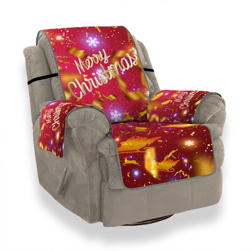 Счастливого Рождества мебель чехлы на сиденья протектор чехол Санта Клаус софа с рисунком диванные покрывала 1/2/3 сидения, цена производителя для Гостиная - Цвет: D