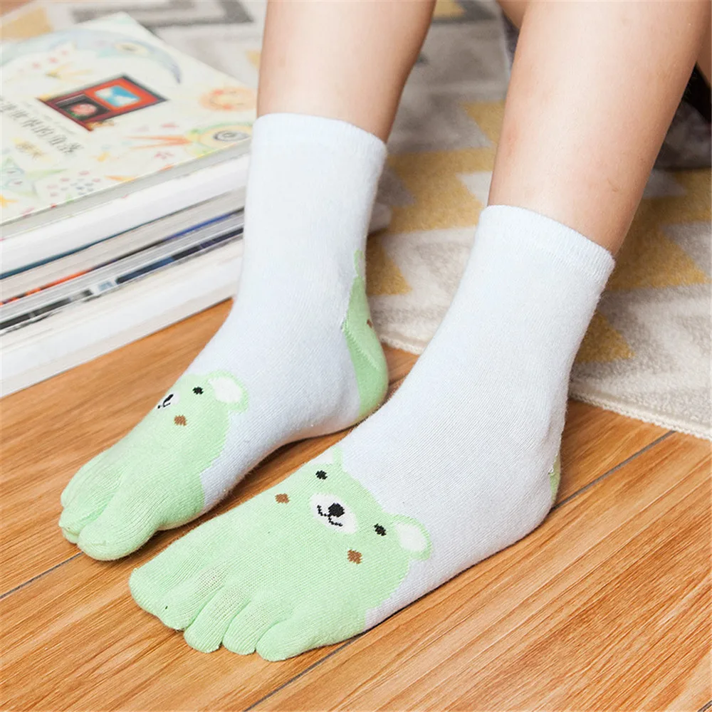 Зимние детские дышащие носки с пальцами в стиле пэчворк с животными; теплые мягкие хлопковые носки с пятью пальцами; забавные носки для мальчиков и девочек; Calcetines Mujer