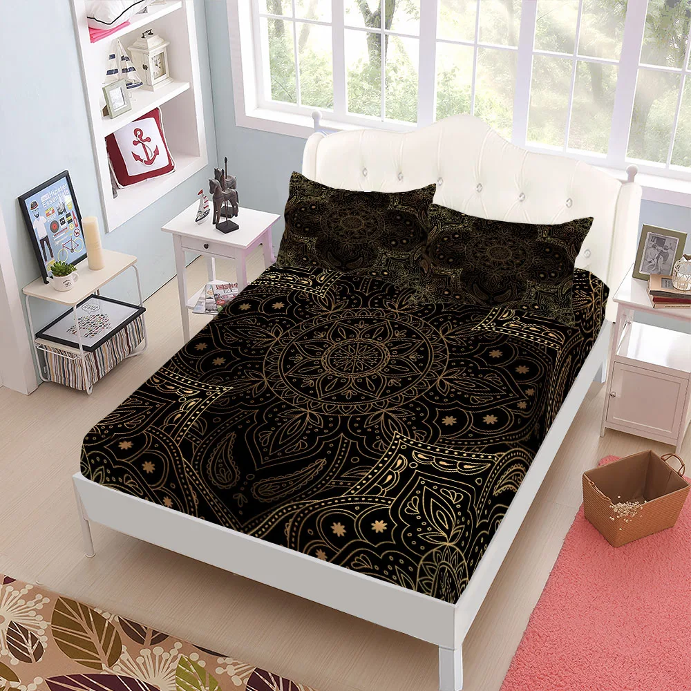 Ethnic Bohemian Fitted Sheet Set King Queen Double Full Size Bed Linen Set 25cm Deep 1