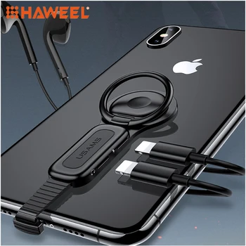 

HAWEEL USAMS 8 Pin to Dual 8 Pin Audio Ring Holder Fast Charging Adapter