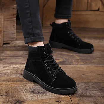 

British style men fashion military ankle boots platform soft leather shoes outdoor cowboy desert boot chaussure homme mans botas