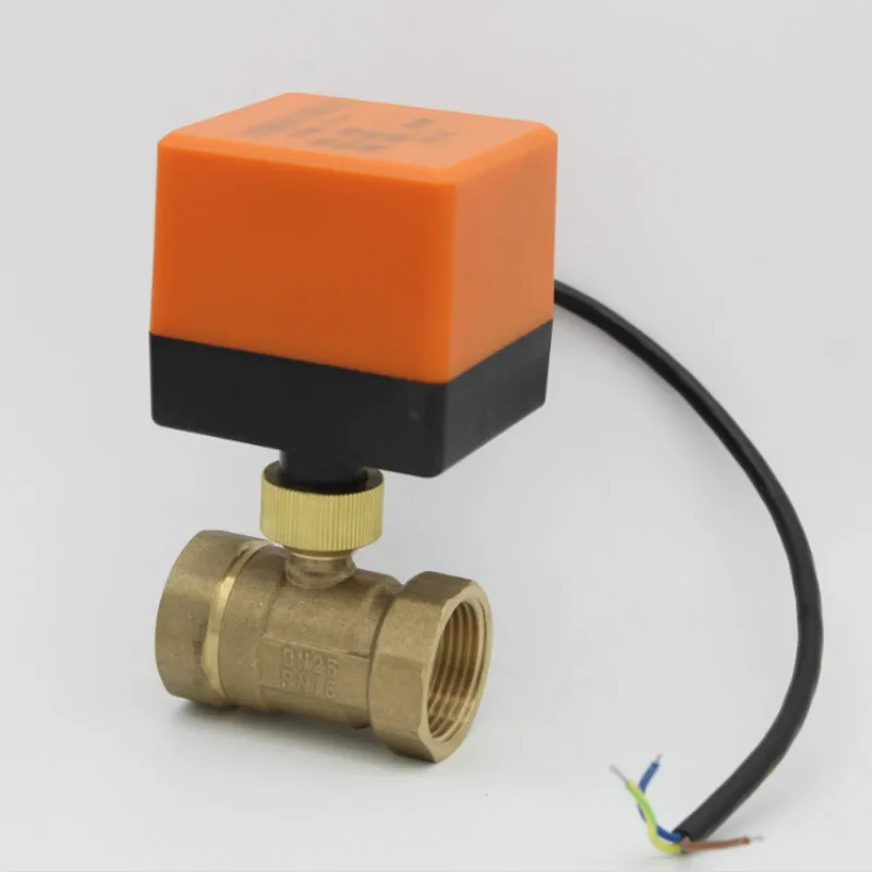 YUQIYU Motorized Ball Valve AC220V DN15 G1/2 4N.m Twisting Force 3-Wire 2-Way Brass High Strength Motorized Ball Electrical Valve for Air Conditioner Refrigeration