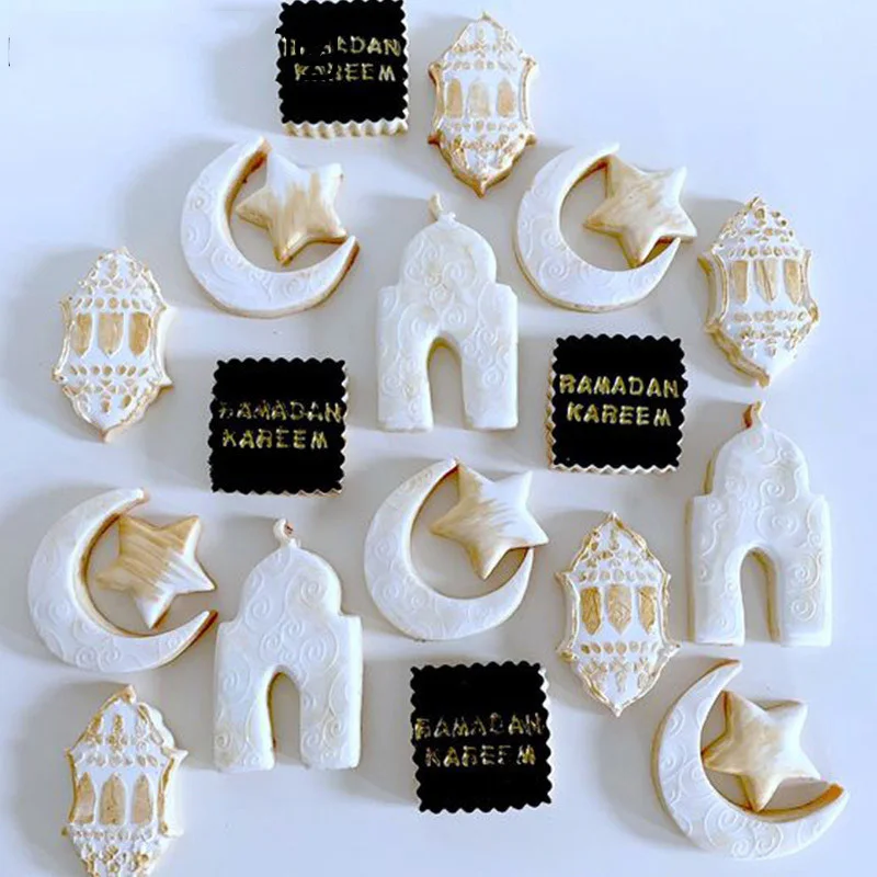 EID MUBARAK Moon Star Stampo per biscotti Set di formine per biscotti Ramadan Kareem festa Decorazione della casa Happy Eid Party Torta Strumenti di cottura  15