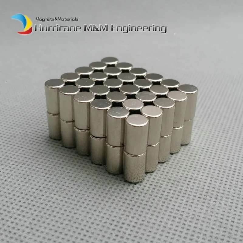 NdFeB магнитный диск диаметром 6,35x9,5 мм 0,2" диаметрально Намагниченный мощный неодимовый магнит Постоянные редкоземельные магниты 60 шт