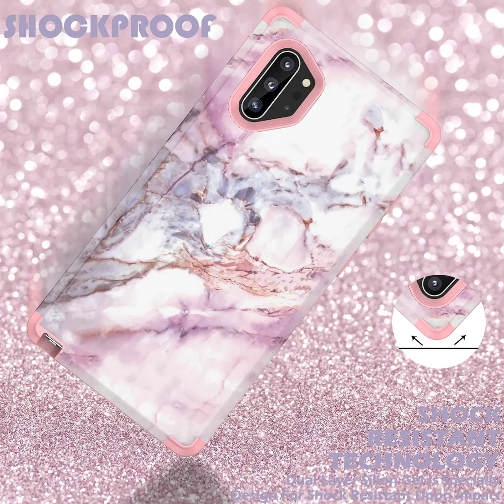 3 в 1 мраморный противоударный чехол для samsung Galaxy Note 10 Plus Чехол samsung Note 10 чехол Etui для Coque samsung Note10 Plus чехол