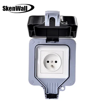 

IP66 Weatherproof Waterproof Outdoor Wall Power Socket 16A French Standard Electrical Outlet Grounded AC 110~250V