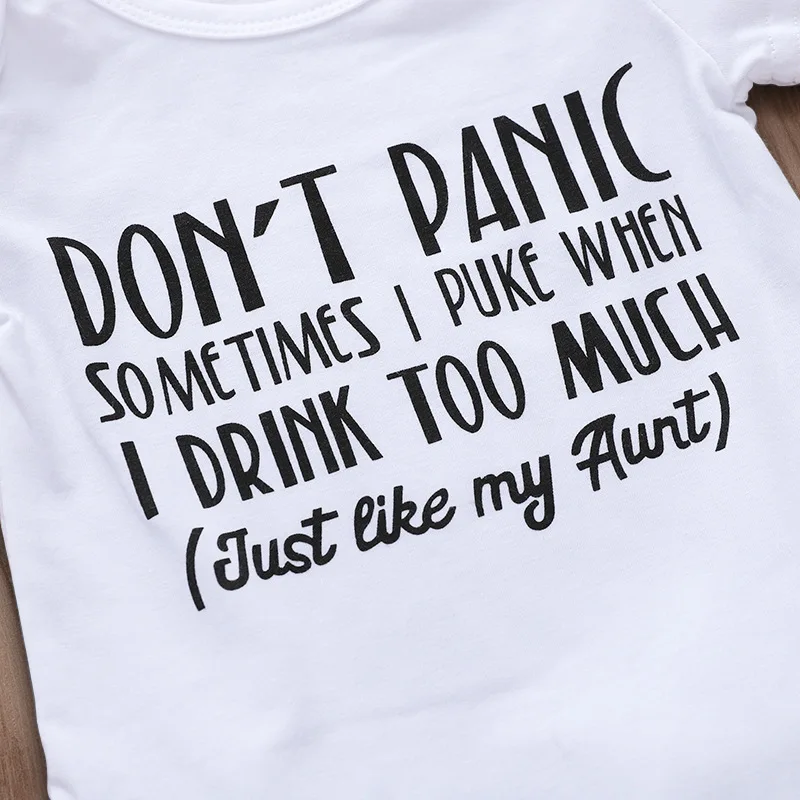 Боди для малышей; белый комбинезон с надписью «Don't Panic Just Like My Aunt»; боди; одежда для маленьких девочек; сезон лето