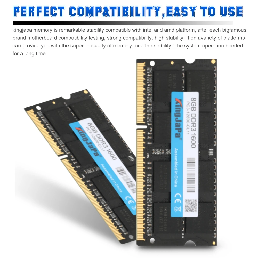 KingJaPa 1.35V Low Voltage Laptop Memory Ram DDR3 1333MHz 1600Mhz 2GB 4GB  8GB For Notebook Sodimm Compatible with DDR3L 1066MHz|ddr3 1333mhz|ram ddr3  1333mhzram ddr3 - AliExpress
