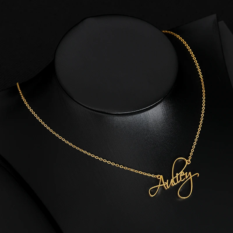 

Scriptina Font Necklace,Custom Name Necklace, Gold stainless steel long Chain Necklace, Custom Name Jewelry,Bijoux Femme BFF